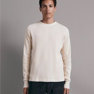 Rag & Bone Men’s Garment Dyed Waffle Crew in Ivory Color